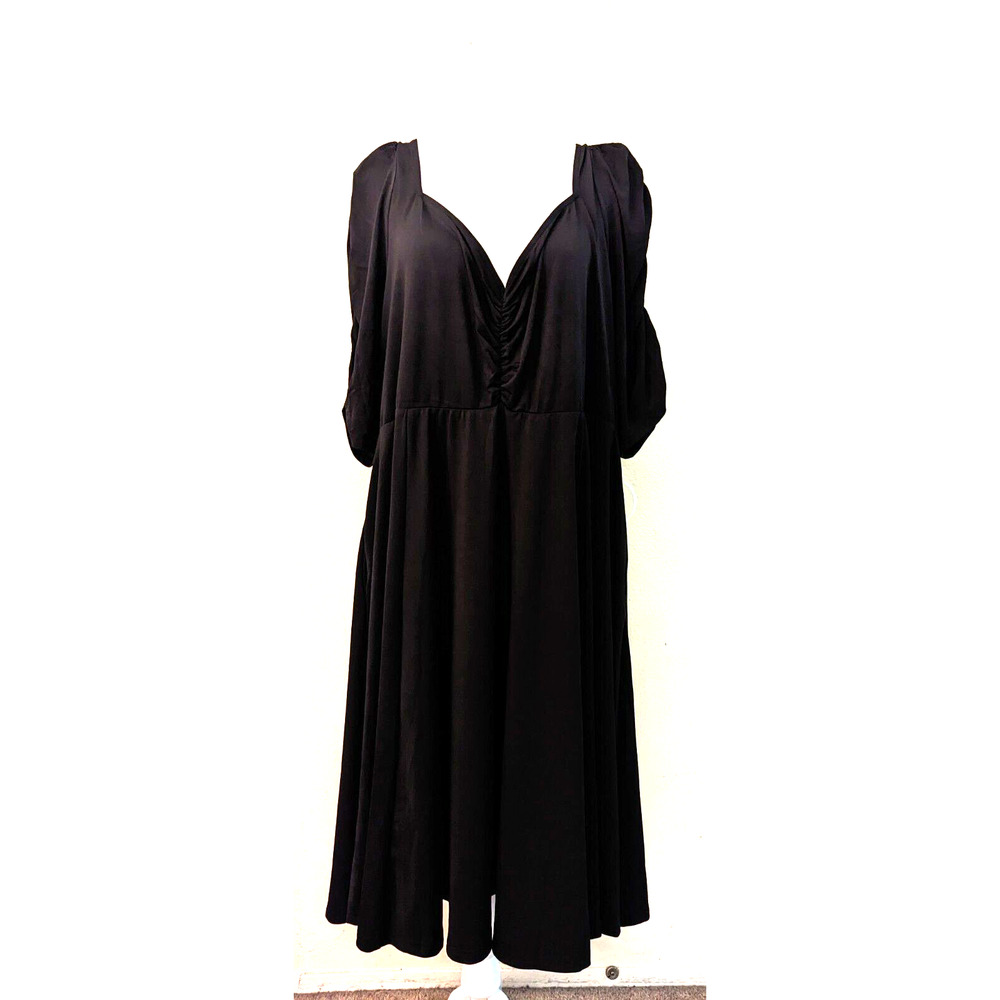 New Pinup Fashion plus sz 22W Midi Jersey Dress black slinky 2919